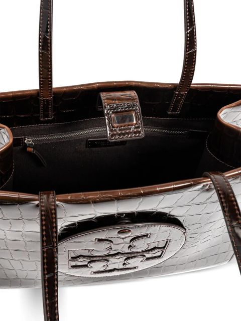 Tory Burch croc-embossed logo-detail tote bag - Brown