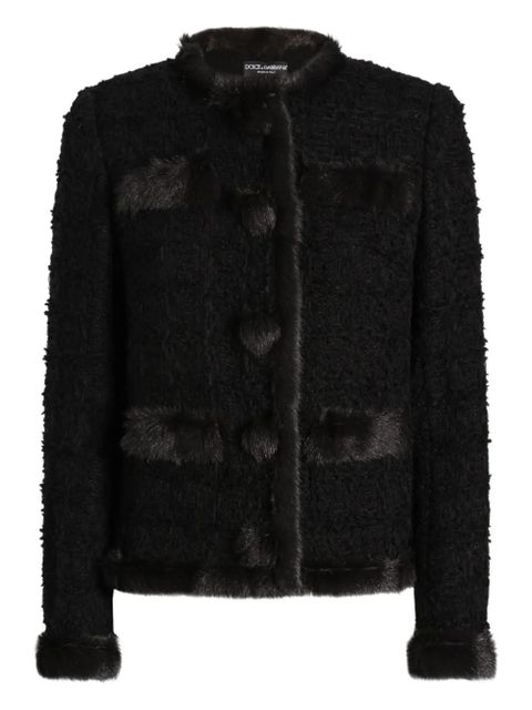 Dolce & Gabbana fur-trimmed tweed jacket - Black - zdjęcie produktu nr 1