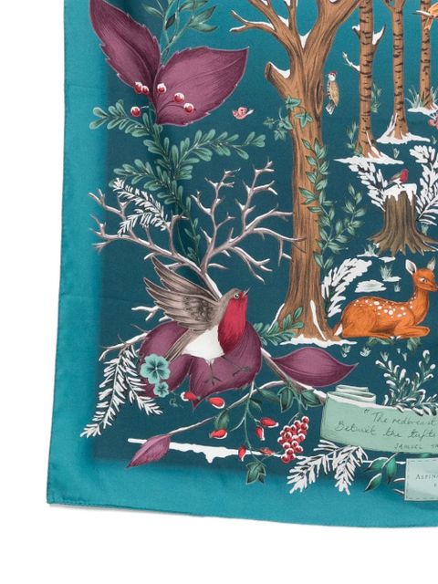 Aspinal Of London woodland print scarf - Blue