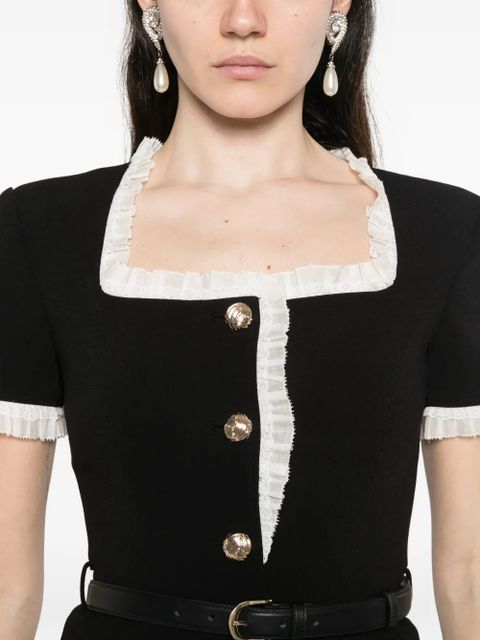Self-Portrait button-up belted blouse - Black