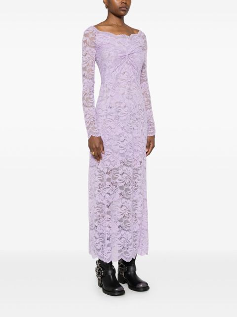 Rabanne Bardot-neckline lace maxi dress - Purple