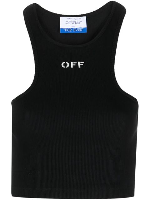 Off-White Off-Stamp ribbed crop top - Black - zdjęcie produktu nr 1