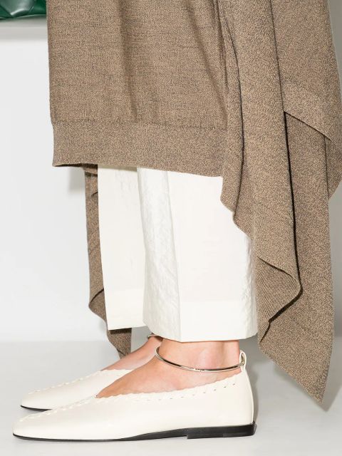 Jil Sander square toe stitch detail ballerina shoes - Neutrals