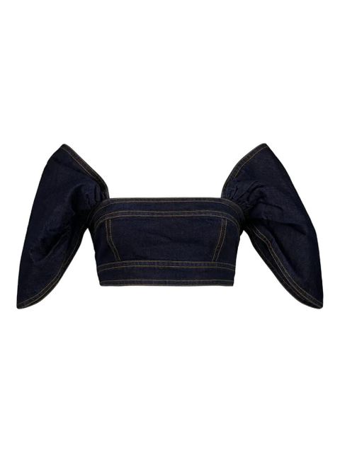 ZIMMERMANN Rebellion puffed-sleeve denim top - Blue - zdjęcie produktu nr 1