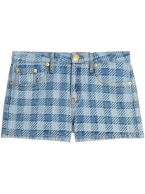 AMI Paris mini checkered denim shorts - Blue - zdjęcie produktu nr 1