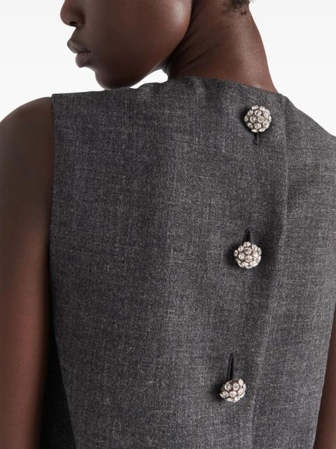 Prada feather-detail mini dress - Grey