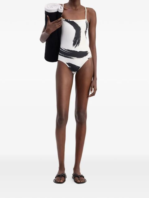 LouLou de Saison criss-crossing straps printed swimsuit - White - zdjęcie produktu nr 2