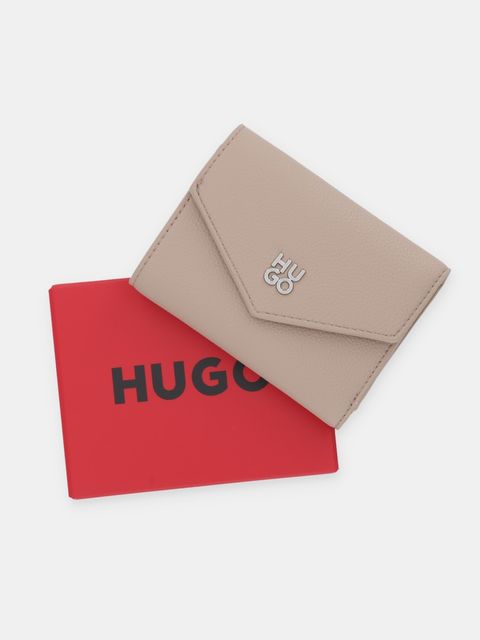 HUGO portfel Chris 2.0 FlapWallet damski kolor beżowy 50547914