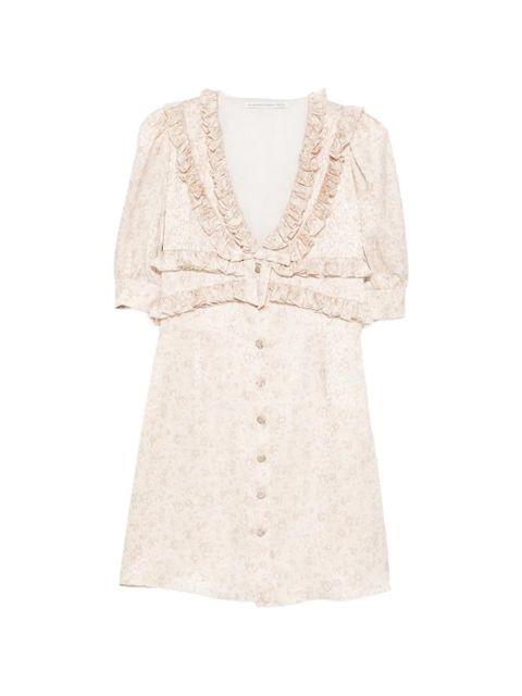 Alessandra Rich ruffled floral dress - Neutrals - zdjęcie produktu nr 1