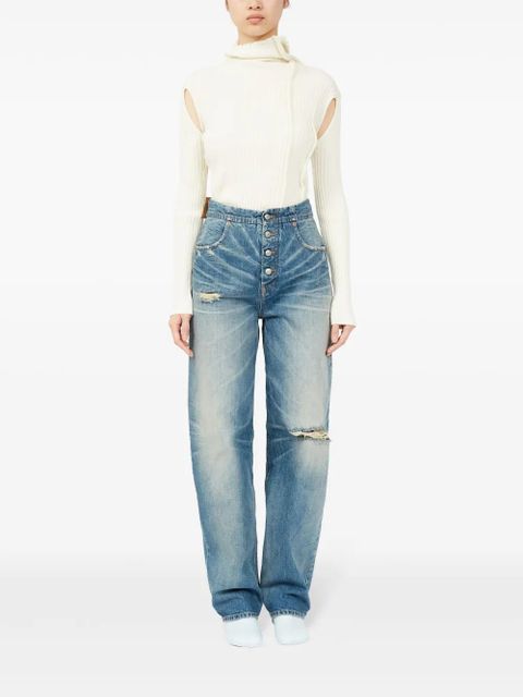 MM6 Maison Margiela distressed straight jeans - Blue