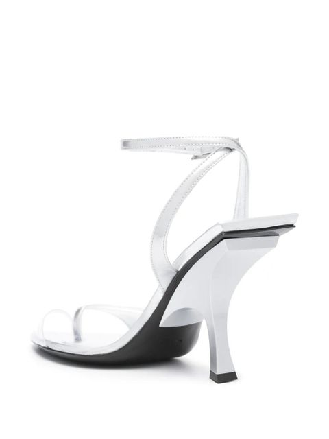 The Attico GG 95mm metallic leather sandals - Silver