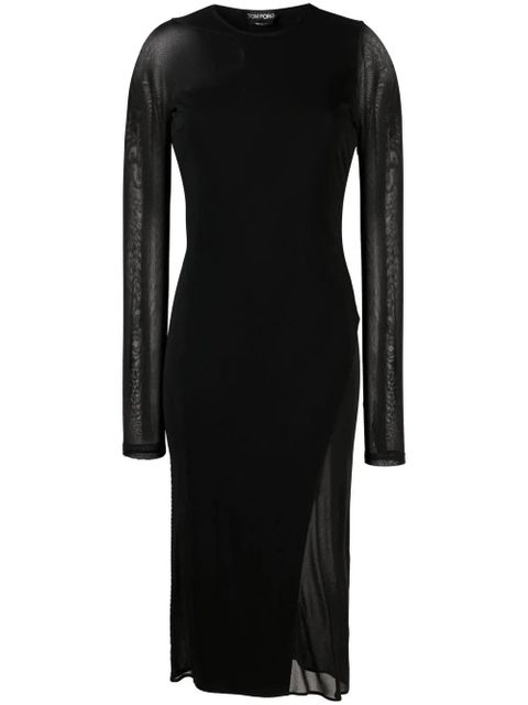 TOM FORD semi-sheer panelled midi dress - Black - zdjęcie produktu nr 1