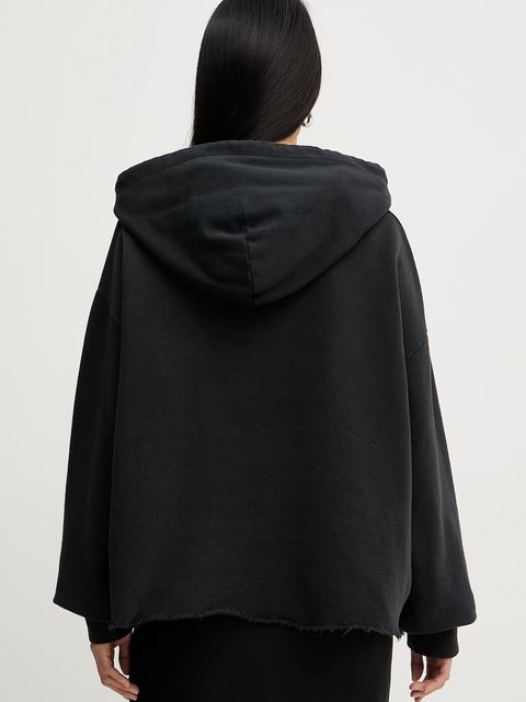 MM6 Maison Margiela bluza bawełniana damska kolor czarny z kapturem gładka S62GU0142.M25024.899