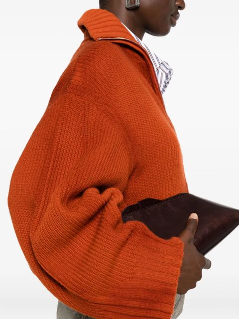The Attico zip-front ribbed cardigan - Orange