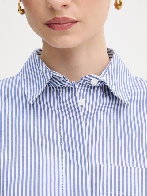 United Colors of Benetton koszula damska kolor granatowy regular z kołnierzykiem klasycznym 5SZRDQ0C0 - zdjęcie produktu nr 2