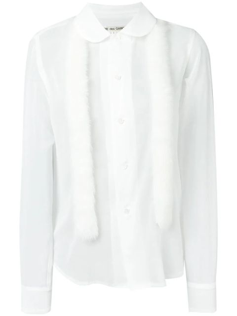 Comme Des Garçons faux fur trim sheer shirt - White - zdjęcie produktu nr 1