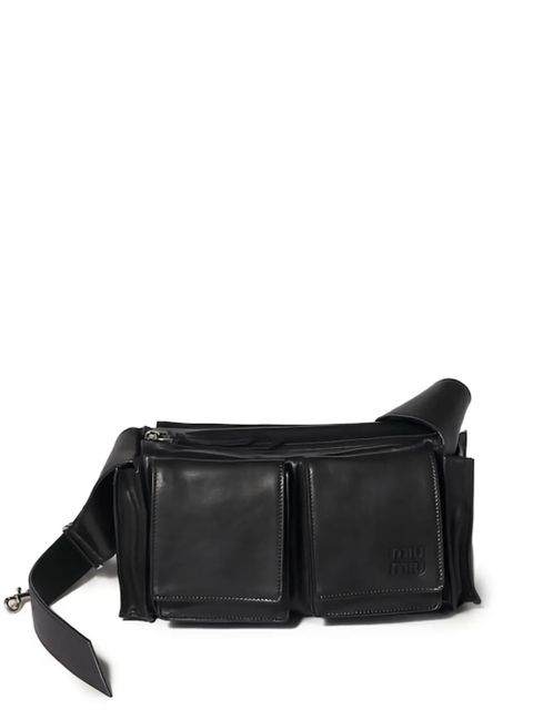 Miu Miu Utilitaire leather shoulder bag - Black - zdjęcie produktu nr 1