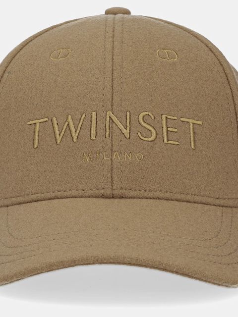 Twinset czapka z daszkiem wełniana kolor brązowy 252TA4430