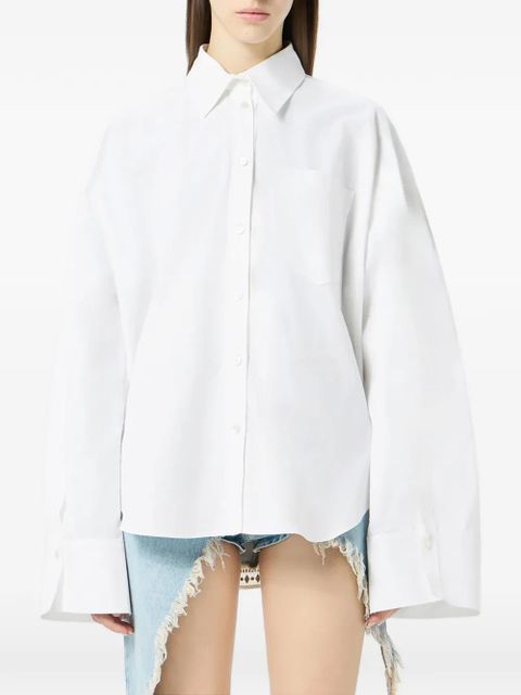 Blumarine pocket-printed cotton shirt - White