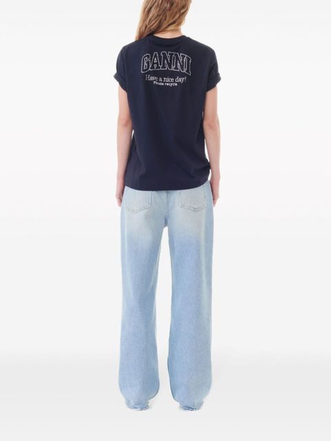 GANNI logo-embellished cotton T-shirt - Blue