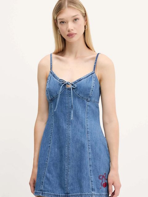 Hollister Co. sukienka jeansowa kolor niebieski mini rozkloszowana KI359-5259 - zdjęcie produktu nr 1