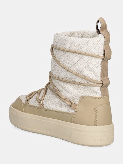 Tommy Hilfiger śniegowce LACE-UP MONOGRAM SNOWBOOT kolor beżowy FW0FW08430