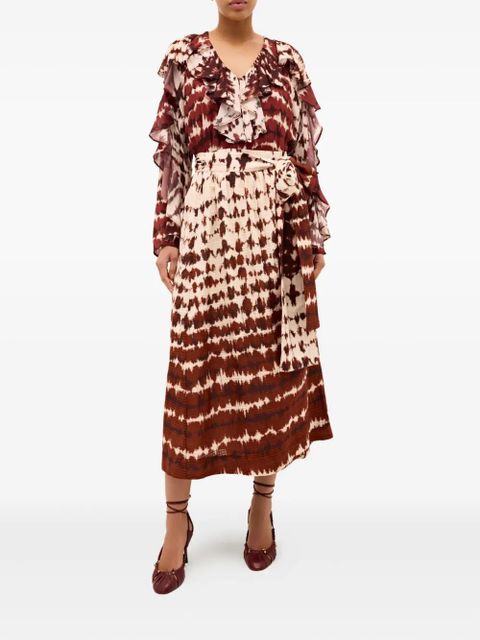 Marie Oliver Estine tie-dye wrap midi skirt - Red - zdjęcie produktu nr 2