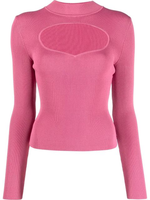 STAUD ribbed-knit cut-out jumper - Pink - zdjęcie produktu nr 1