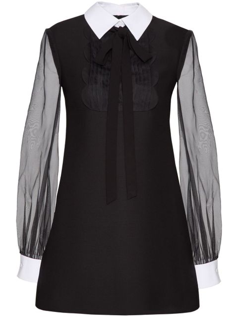 Valentino Garavani sheer sleeves silk dress - Black
