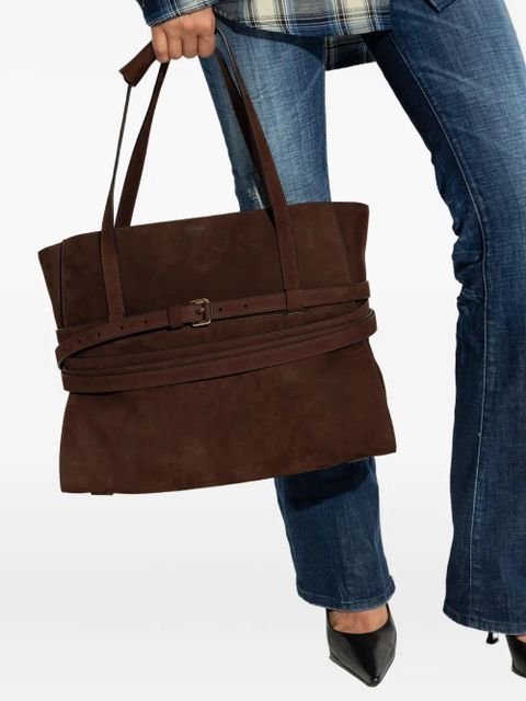 Moschino Tie Me belted suede tote bag - Brown - zdjęcie produktu nr 2