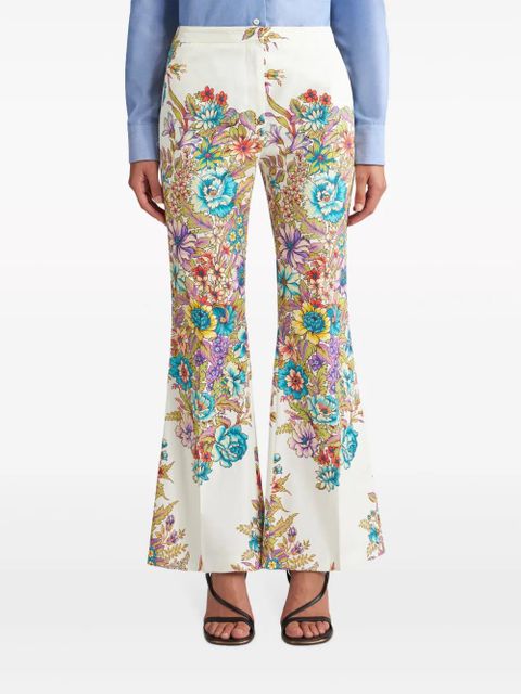 ETRO floral-print flared trousers - White