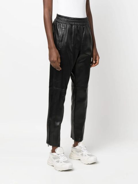 Golden Goose leather elastic-waist cropped trousers - Black