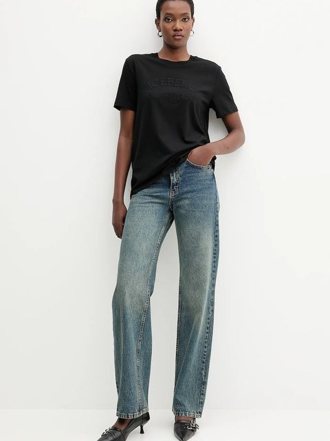 Iceberg t-shirt bawełniany damski kolor czarny F021 6327 - zdjęcie produktu nr 2