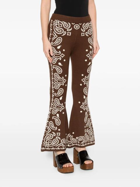 FARM Rio Bohemian Paisley knitted flared trousers - Brown