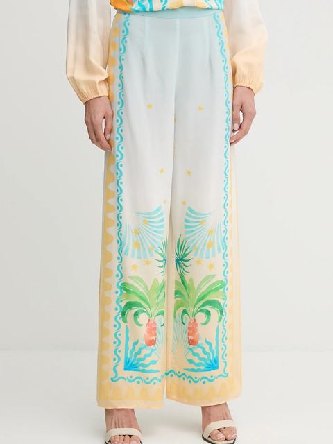 Never Fully Dressed spodnie Elissa damskie kolor niebieski szerokie high waist NFDTR497 - zdjęcie produktu nr 1