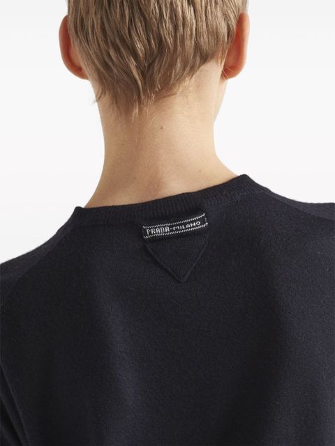 Prada triangle-logo cashmere knitted top - Blue
