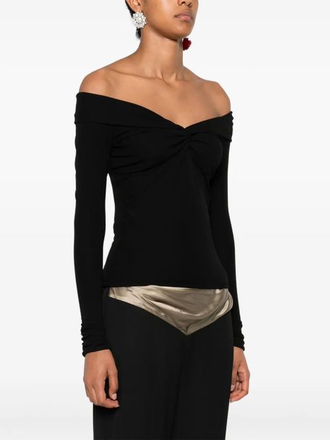 Blumarine off-shoulder twist-front top - Black - zdjęcie produktu nr 2