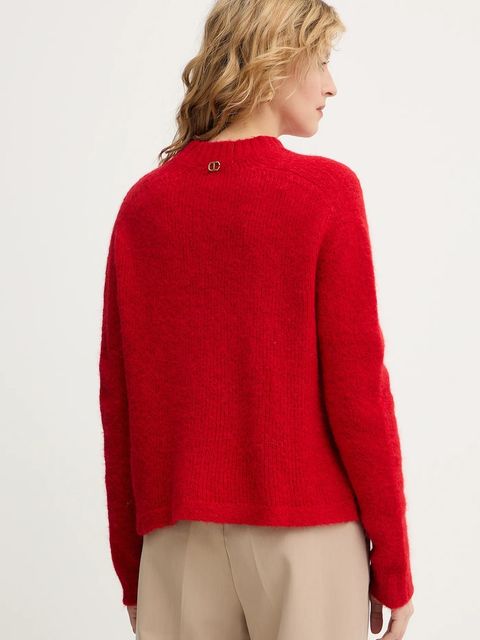 Twinset sweter z wełną damski kolor czerwony 252TT3136