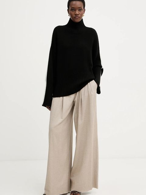 Pinko sweter wełniany damski kolor czarny lekki z golfem 105396 A2PL