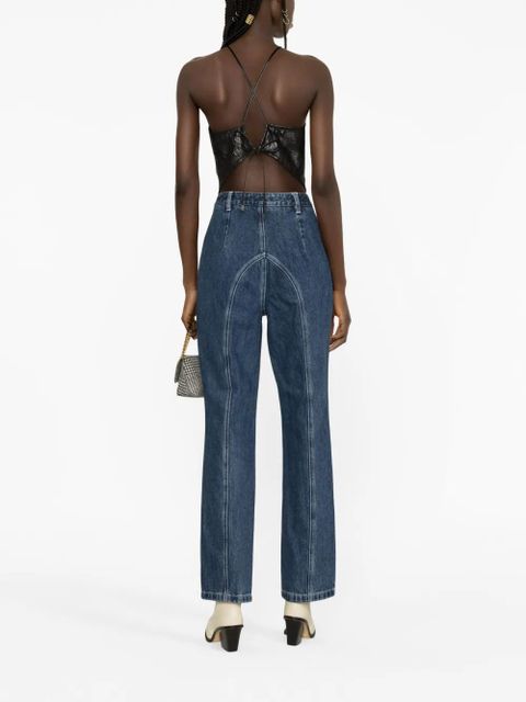 Self-Portrait zip-embellished straight-leg jeans - Blue - zdjęcie produktu nr 2