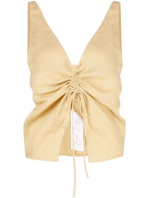 Nanushka linen drawstring top - Green - zdjęcie produktu nr 1