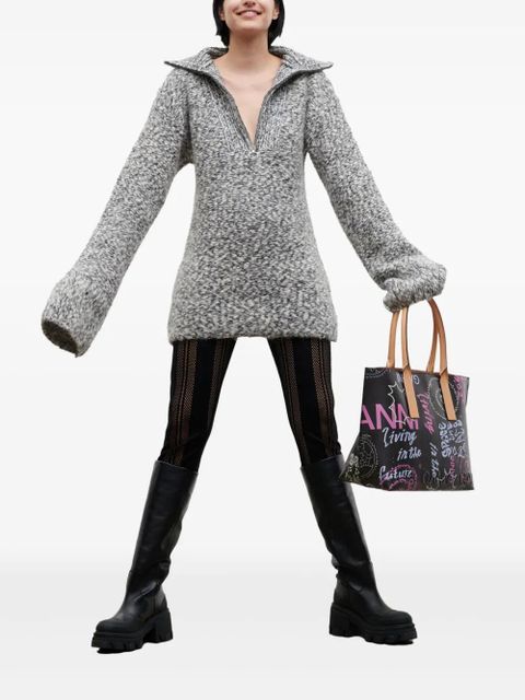 GANNI Mesh-Panelled Stirrup Leggings - Black - zdjęcie produktu nr 2