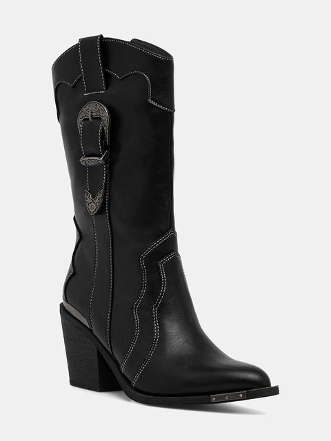 Buffalo kowbojki West Bootie Buckle damskie kolor czarny na słupku 1221052-BLK - zdjęcie produktu nr 1