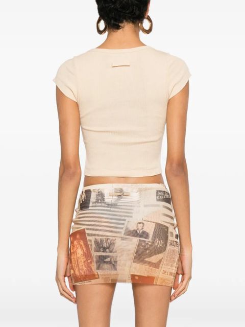 Jean Paul Gaultier ribbed short-sleeve T-shirt - Neutrals