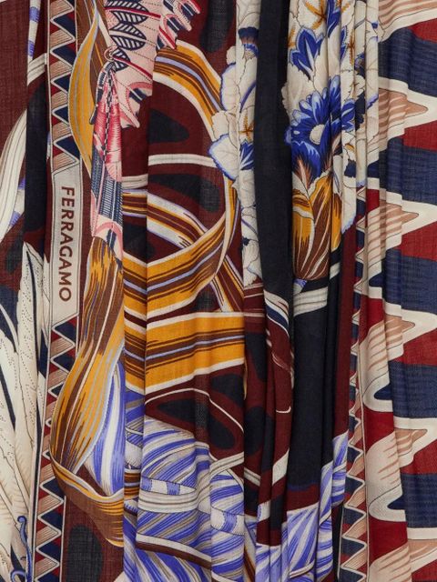 Ferragamo floral-print fringed scarf - Blue - zdjęcie produktu nr 2