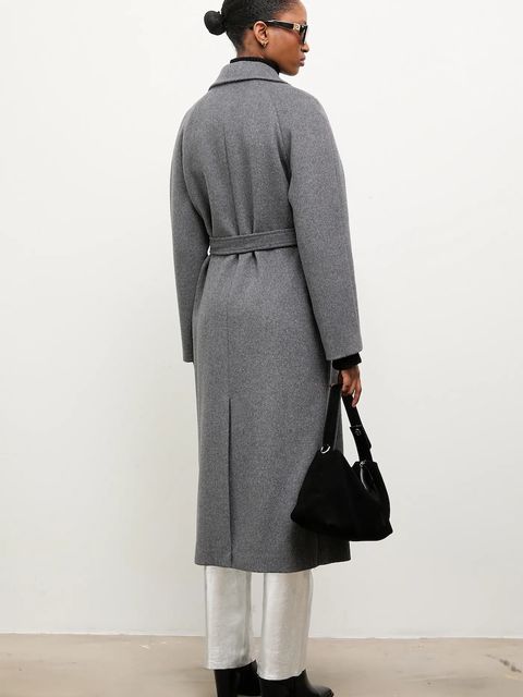 Answear Lab płaszcz wełniany kolor szary przejściowy dwurzędowy