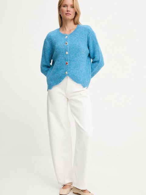 Answear.LAB kardigan z wełną damski kolor niebieski