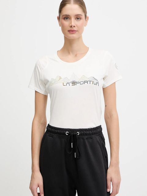 LA Sportiva t-shirt bawełniany Peaks damski kolor beżowy ZACT082 - zdjęcie produktu nr 1