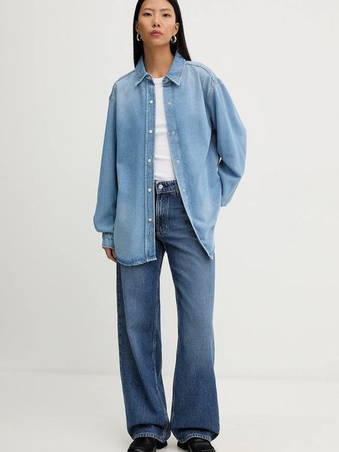 Marc O'Polo koszula damska kolor niebieski relaxed z kołnierzykiem klasycznym 5000007939