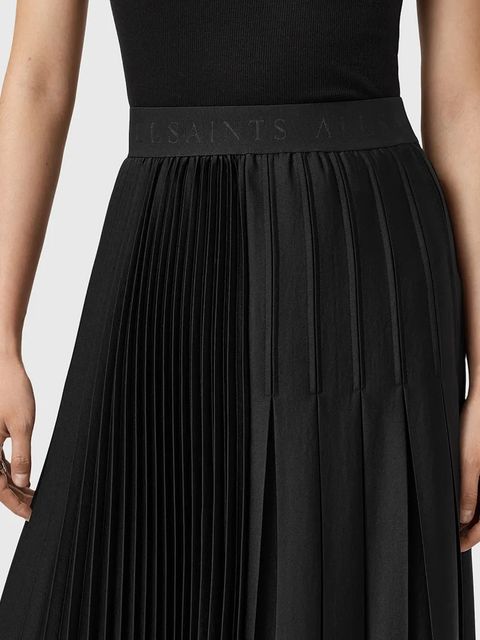 AllSaints spódnica JAX kolor czarny midi rozkloszowana W065RD - zdjęcie produktu nr 2